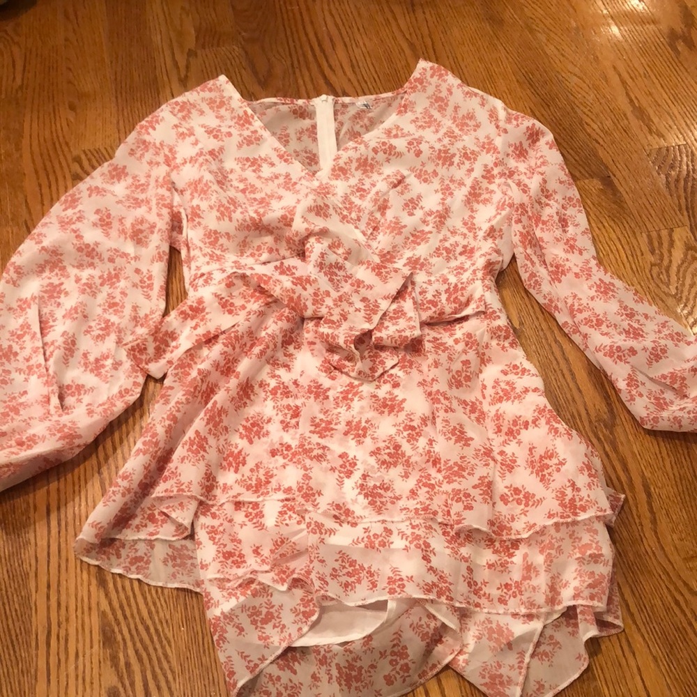 Amazon pink flower romper never worn